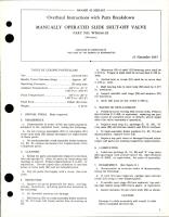 Overhaul Instructions with Parts for Manually Operated Slide Shut Off Valve - Part WM390-2E