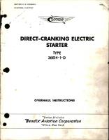 Overhaul Instructions for Direct-Cranking Electric Starter - Type 36E14-1-D
