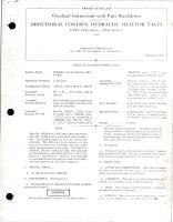 Overhaul Instructions with Parts Breakdown for Directional Control Hydraulic Selector Valve - Part 10150-4 and 10150-5 