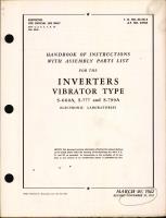 Handbook of Instructions with Assembly Parts List for Inverters Vibrator Type S-660A, S-777, and S-799A