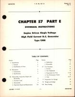 Overhaul Instructions for Engine Driven Single Voltage High Field Current D.C. Generator, Ch 57 Part E