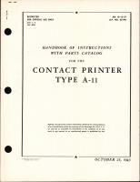 Handbook of Instructions with Parts Catalog for Type A-11 Contact Printer