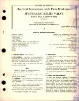 Overhaul Instructions with Parts for Hydraulic Relief Valve - Part A-20087A-3500