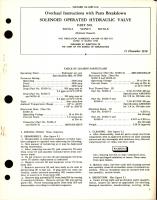 Overhaul Instructions with Parts Breakdown for Solenoid Operated Hydraulic Valve - Parts 50150-3, 50150-5, and 50150-6 