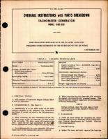 Overhaul Instructions with Parts for Tachometer Generator - Model H60-090 