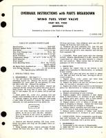 Overhaul Instructions with Parts Breakdown for Wing Fuel Vent Valve Part No. 7300 