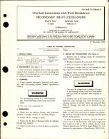 Overhaul Instructions with Parts Breakdown for Secondary Heat Exchanger - Part 171850 - Model HE3-25-1