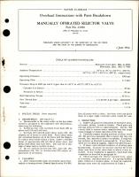 Overhaul Instructions with Parts for Manually Operated Selector Valve - Part 24990