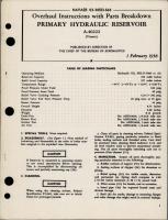 Overhaul Instructions with Parts Breakdown for Primary Hydraulic Reservoir - A-40222 