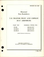 Illustrated Parts Pilot and Copilot Seat Assembly for T-28 - Parts 120-100, 120-100-10, and 120-100-20 