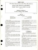 Overhaul Instructions with Parts Breakdown for Selector Switch Assembly- Part C-8341 and C-8341M