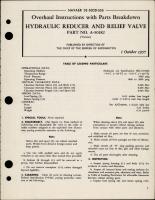 Overhaul Instructions with Parts breakdown for Hydraulic Reducer and Relief Valve Part A-50182 