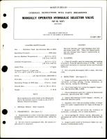 Overhaul Instructions with Parts Breakdown for Manually Operated Hydraulic Selector Valve - Part 105475