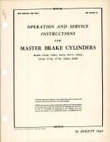 Operation & Service Instructions for Bendix Master Brake Cylinders