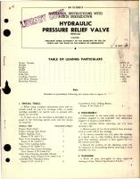 Overhaul Instructions with Parts Breakdown for Hydraulic Pressure Relief Valve - HPLV-A2 