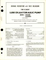 Overhaul Instructions with Parts for Two-Element Lube Oil & Hydraulic Pump - Models RR16000 and RR16000A