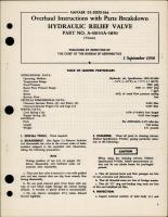 Overhaul Instructions with Parts Breakdown for Hydraulic Relief Valve - Part A-40155A-3850 