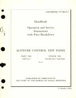 Operation and Service with Parts Breakdown for Altitude Control Test Panel Part No. 49E754-1 