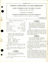 Overhaul Instructions with Parts for Cabin Temperature Control Valves - Assembly 96121 and 521498