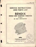 Service Instructions with Parts List for Bendix Single Unit Starting Vibrator 10-75635-1