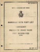 Handbook w Parts List for Emergency Pneumatic Brake Valve - Part 892656-1150