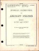 Overhaul Instructions for O-170-3 and O-170-7 Engines