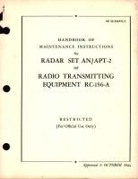 Maintenance Instructions for Radar Set AN/APT-2 or Radio Transmitting Equipment RC-156-A