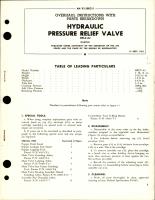 Overhaul Instructions with Parts Breakdown for Hydraulic Pressure Relief Valve - HPLV-A2