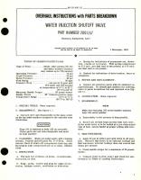 Overhaul Instructions with Parts Breakdown for Water Injection Shutoff Valve Part No 201157