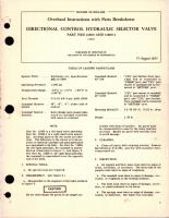 Overhaul Instructions with Parts for Directional Control Hydraulic Selector Valve - Parts 11809 and 11809-1 