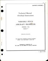 Overhaul Instructions for Variable Pitch Aircraft Propeller Model 54H60-77