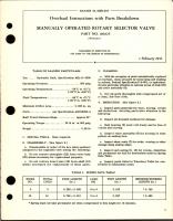 Overhaul Instructions with Parts Breakdown for Manually Operated Rotary Selector Valve - Part 106425