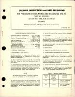 Overhaul Instructions with Parts Breakdown for Air Pressure Regulating & Reducing Valve - Part 104200-2 