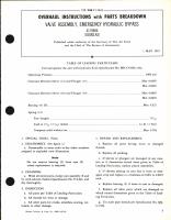 Overhaul Instructions with Parts Breakdown for Valve Assembly, Emergency Hydraulic Bypass 4179894