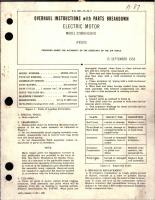 Overhaul Instructions with Parts Breakdown for Electric Motor - Model 220083-030-01