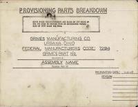 Provisioning Parts Breakdown for Tandem Oscillating Light - Part 40-0127-1 