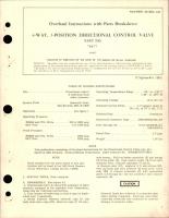 Overhaul Instructions w Parts for 4-Way 3-Position Directional Control Valve - Part 70377