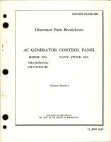 Illustrated Parts Breakdown for AC Generator Control Panel - Model CR2781F103A2 and CR2781F103B1 