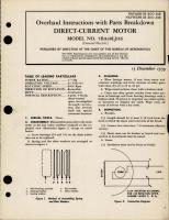 Overhaul Instructions with Parts for Direct Current Motor - Model 5BA40LJ116 