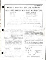 Overhaul Instructions with Parts Breakdown for Direct Current Aircraft Generator
