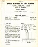 Overhaul Instructions with Parts Breakdown for Fractional Horsepower Motor