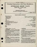 Overhaul Instructions with Parts Breakdown for Hydraulic Relief Valve - Part A-20077-3500 