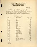 Parts Price List for Diaphragm Type Pressurizing Pumps Types SA-1, WC-23, WC-169, WC-1611