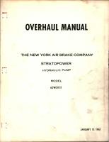 Overhaul Manual for Stratopower Hydraulic Pump - Model 65W01011 