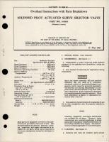 Overhaul Instructions with Parts for Solenoid Pilot Actuated Sleeve Selector Valve - Part 144865 