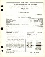 Overhaul Instructions with Parts for Manually Operated Rotary Shut Off Valve - Part 112935