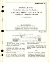 Overhaul Instructions with Parts for Dual Pilot Remote Control Valve - Parts 7-115115 and 7-115115-1