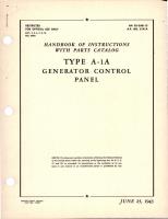 Instructions with Parts Catalog for Generator Control Panel - Type A-1A