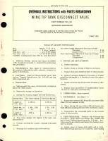 Overhaul Instructions with Parts Breakdown for Wing Tip Tank Disconnect Valve Part  No. 500-1251