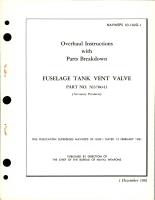 Overhaul Instructions with Parts Breakdown Fuselage Tank Vent Valve - Part 763700-11 